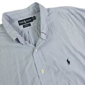 Ralph Lauren Blake Button Front Shirt Mens XL Blue White Striped Nautical Preppy